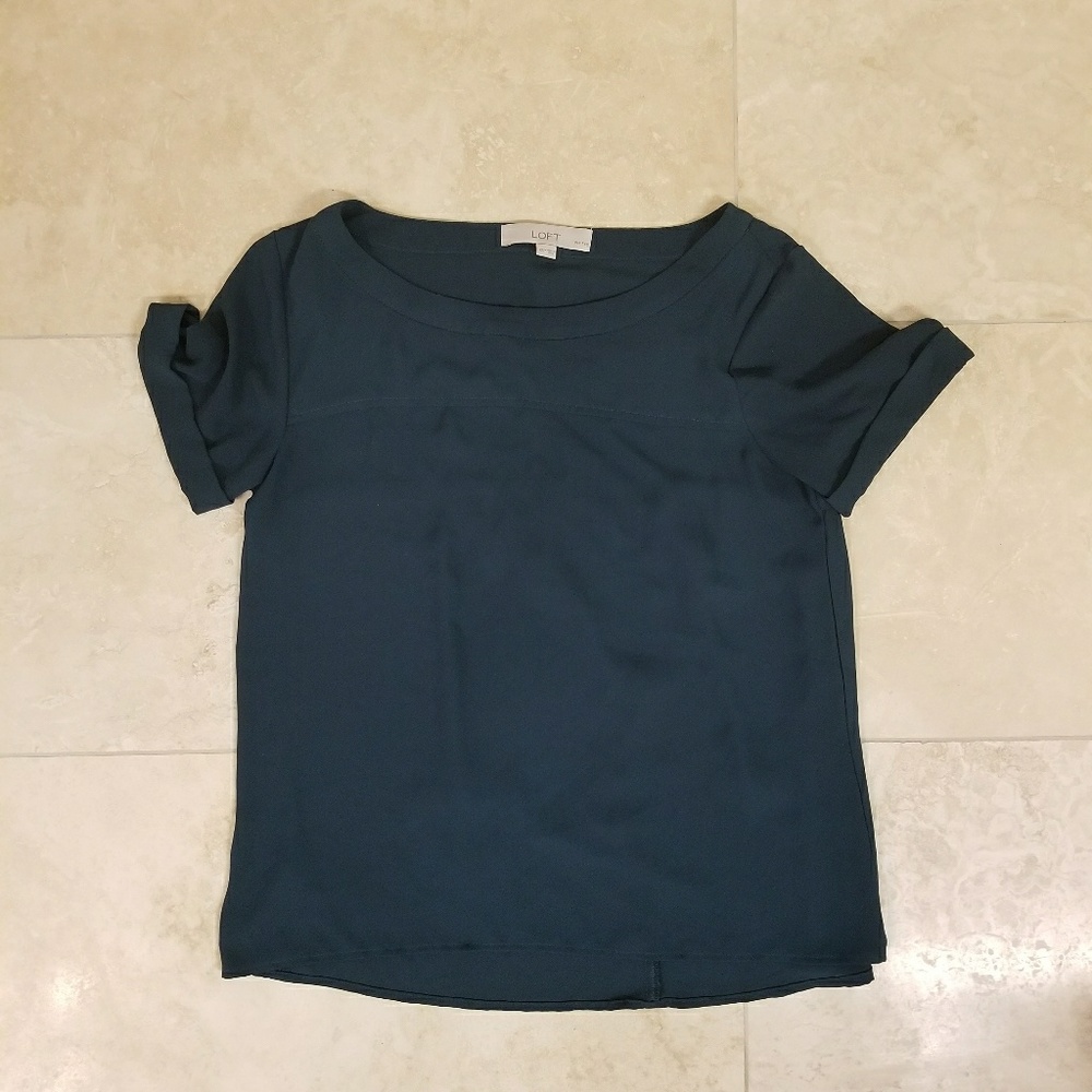 Loft Dark Green Flowy Blouse, Size XSP